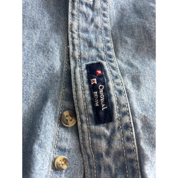 Port Authority Men's Blue Button-Up Shirt Cotton Denim Long Sleeve Size XL (C-3) - Picture 6 of 9